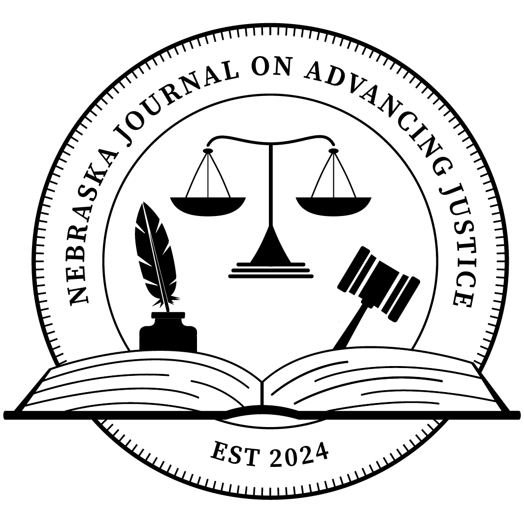 Black Nebraska Journal on Advancing Justice with white background